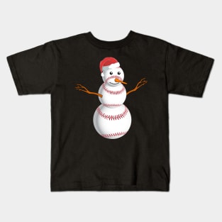 Baseball Snowman Christmas Shirt Kids T-Shirt